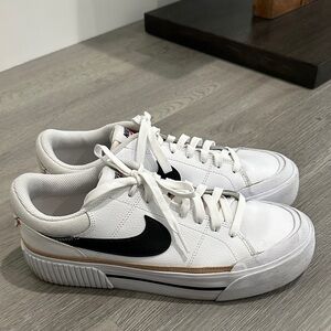White Sneakers with Black Swoosh